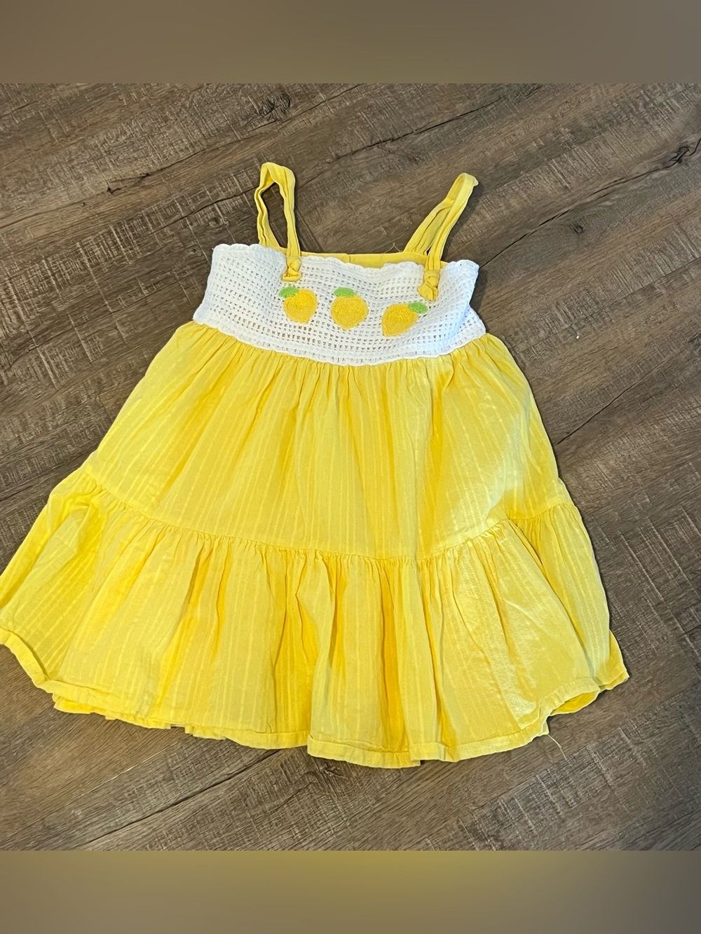 Tommy Bahama girl 7 Yellow Crochet-Top Tiered Sundress with Lemon Motif dress